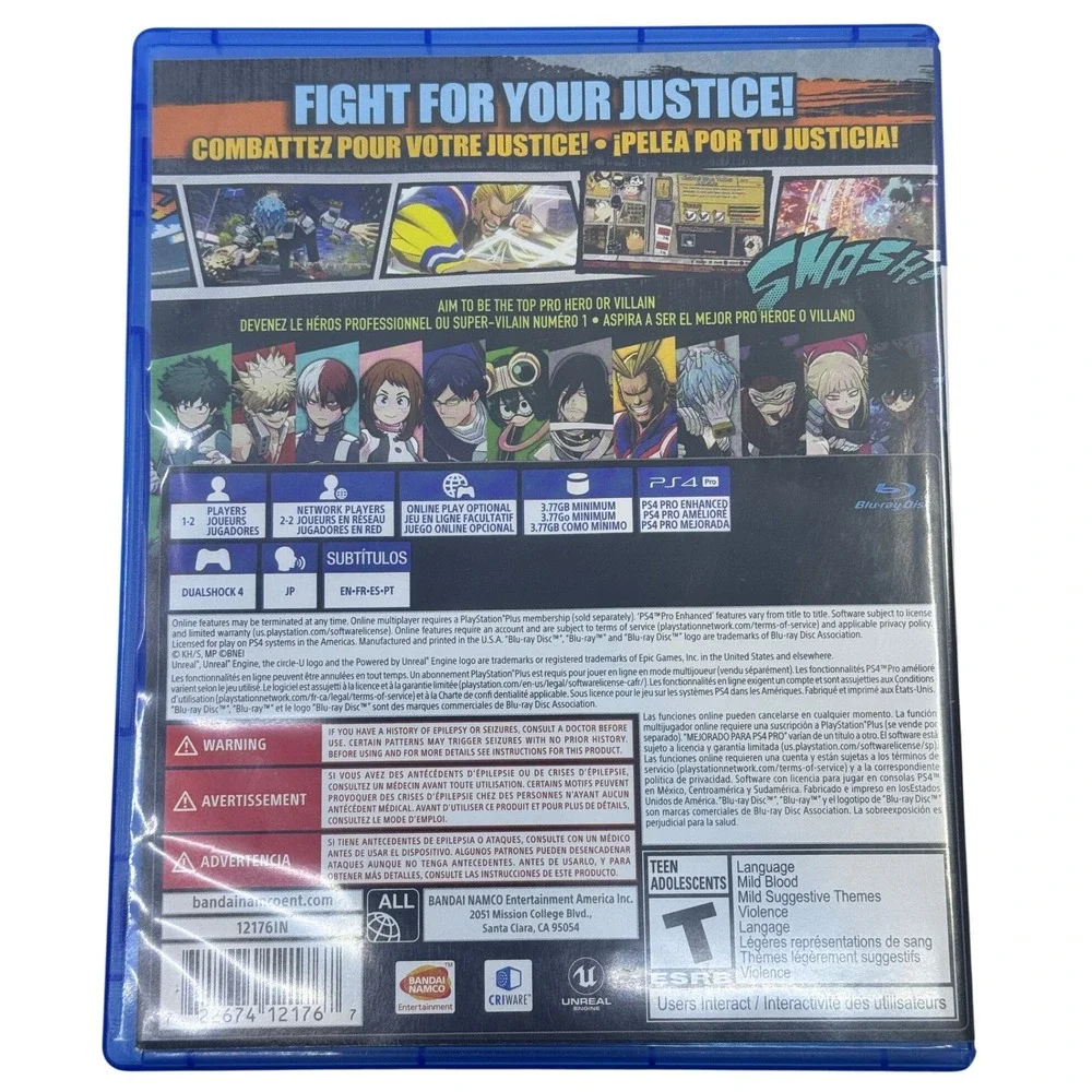 My Hero One's Justice Sony PlayStation 4 PS4 Bandai Namco Anime Fighting Game